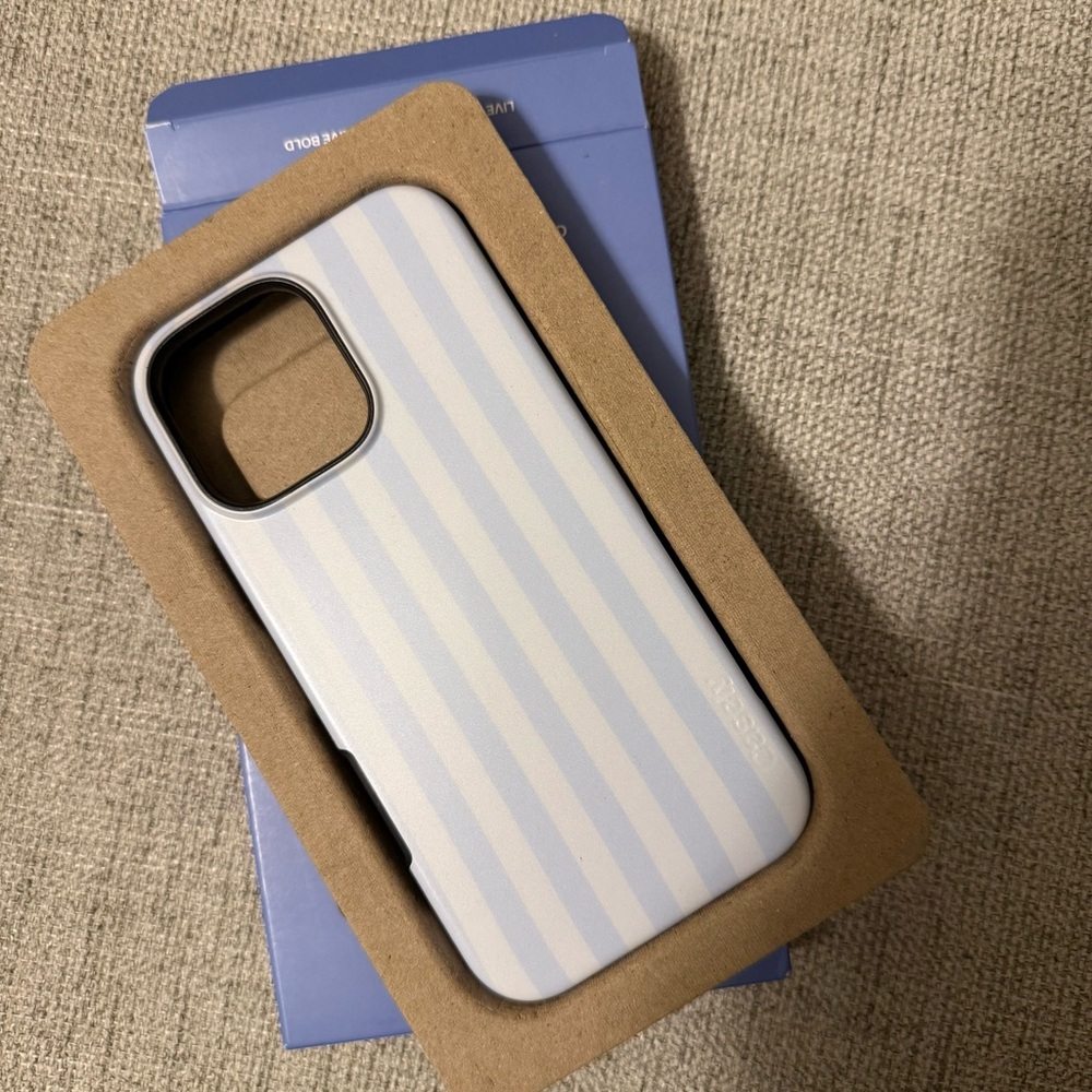 Striped Light Blue & White Phone Case by